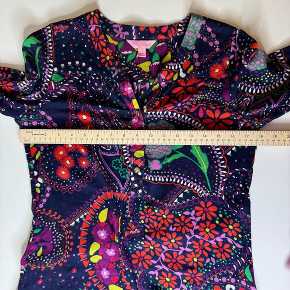 Lilly Pulitzer Womens Providence Top in‎ Garden Menagerie Sz XS Psychedelic 70s - Picture 15 of 15